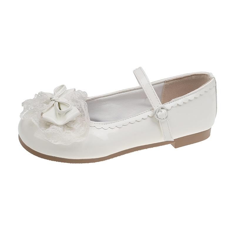 Japanese lace bow ballet round head low heel lolita sweet girl princess style small leather shoes