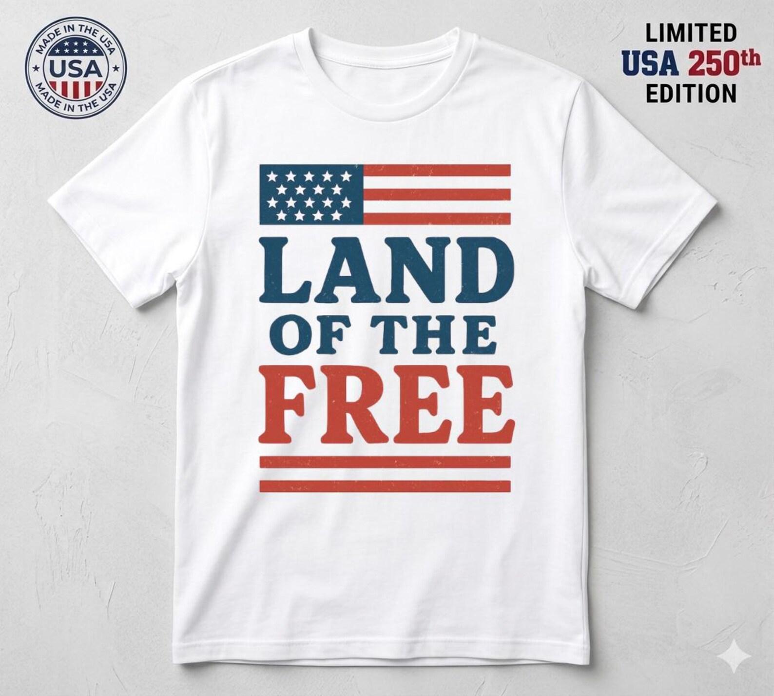 Land of the Free T-Shirt, USA 250th Anniversary, Vintage Patriotic Apparel 3XL