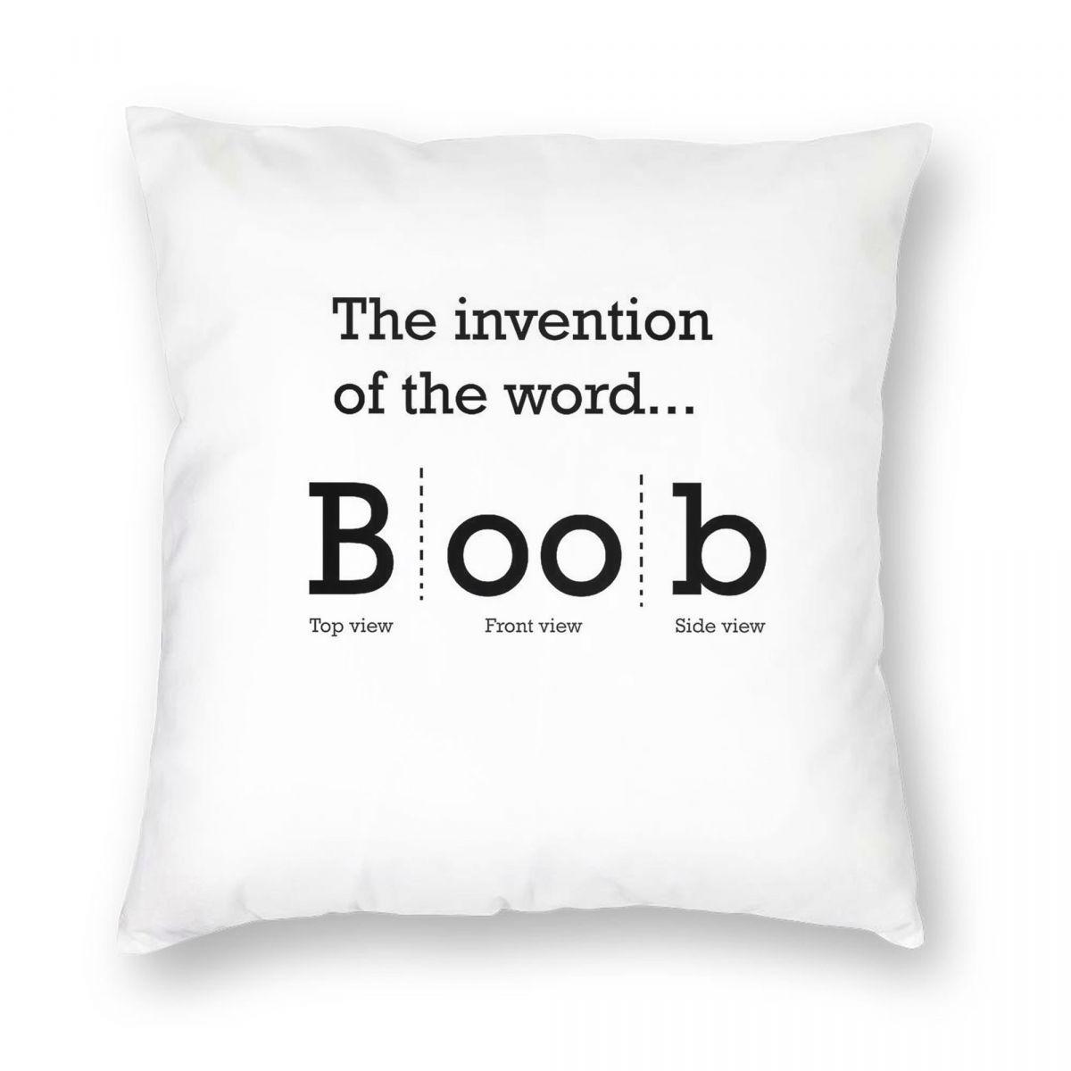 Word Boob Invention Pillowcase Polyester Linen Velvet Pattern Zip Decor Pillow Case Car Cushion Cover 30x30cm