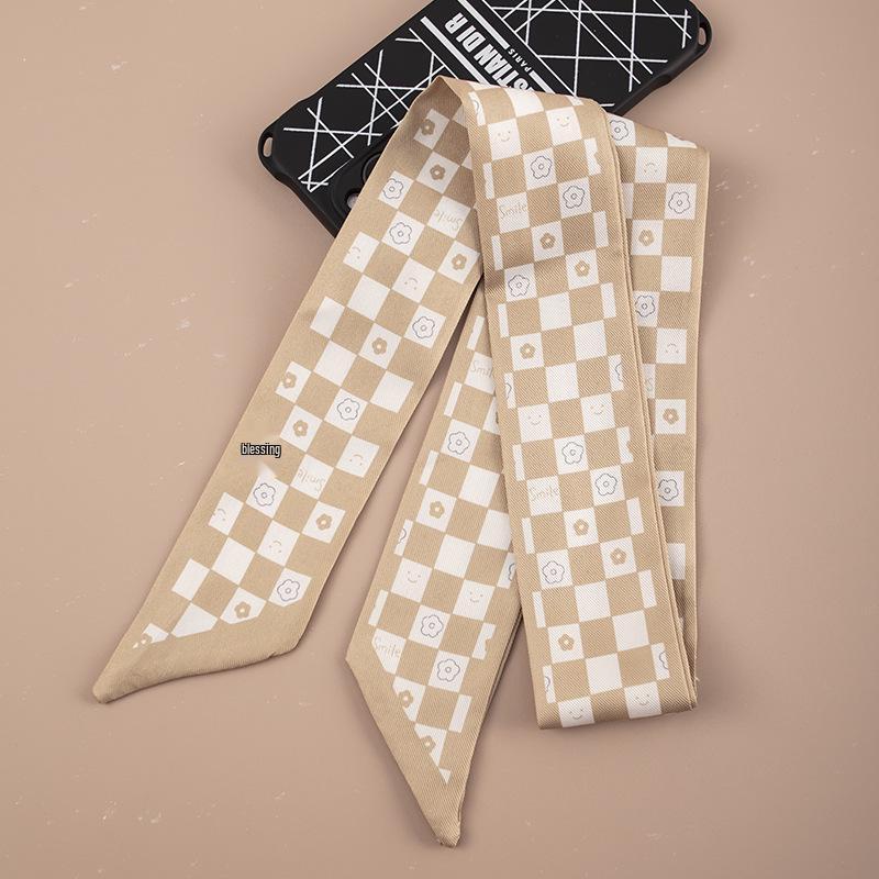 Houndstooth Scarf: Elegant Polyester Ribbon for Bag or Hair Decoration with a Fashionable Flair.