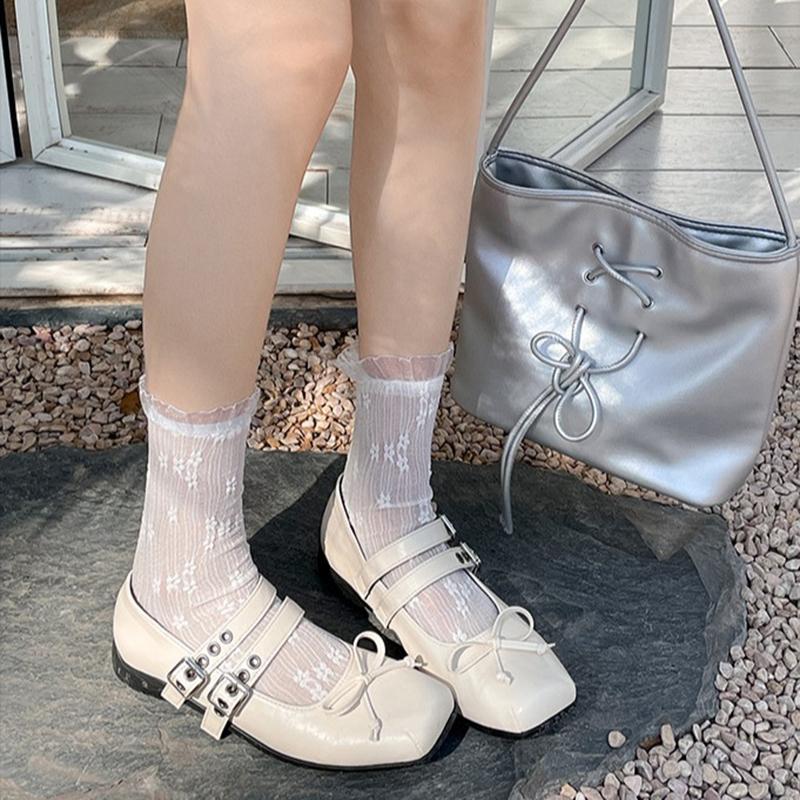 Fashion double buckle belt women flats square toe bowtie mary janes shoes cute lolita shoes soft bottom loafers woman brogues flats