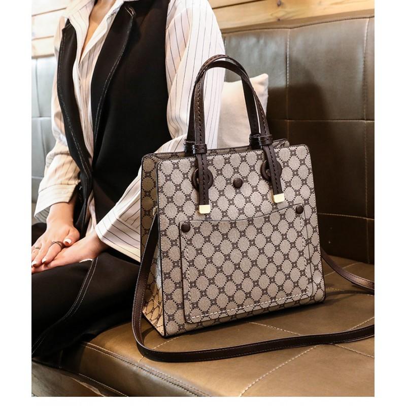 Large Capacity Tote Bag Women Soft PU Shoulder With Zipper Multi-Compartment Design Urban Chic Style