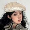 Lace Bows Cabbie Hat for Women Hat Dark Lace Vintage Cabbie Caps Unisex Headwear Autumn Winter Hat for Daily Wear