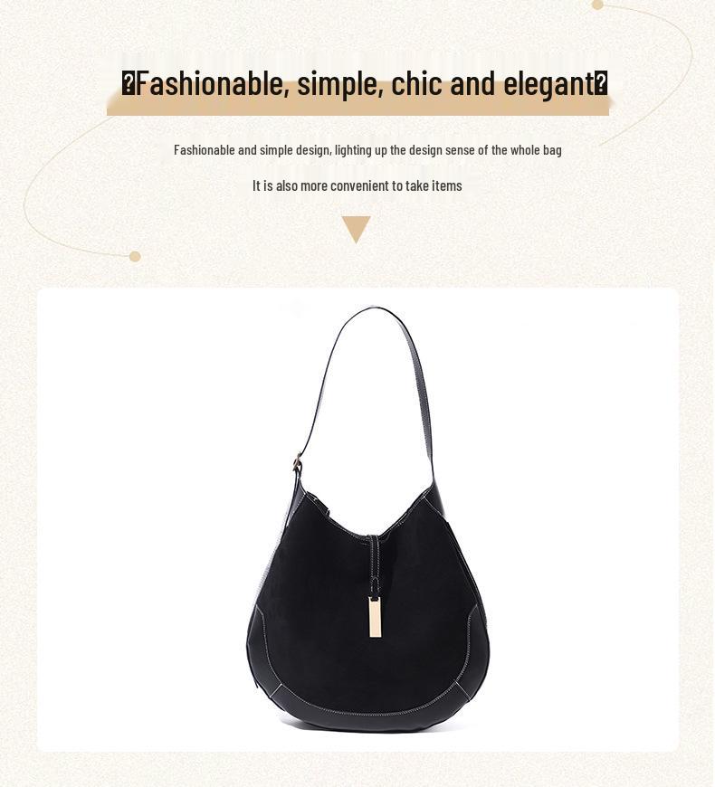 Geantă Tote Semilună Ecvestră Retro din Piele Suede - Geantă de Mână Trendy Tip Gogoașă pentru Subraț