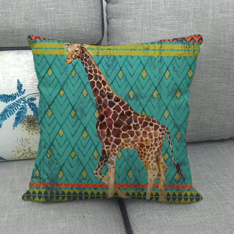 Nordic Vintage Animal Patterns Digital Printing Short Plush Pillow Covers For Car Sofa Office Cushion Cover Home Goods