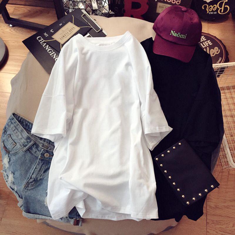 Maternity Summer Short-Sleeve Cotton T-Shirt - Fashionable Loose Fit Mid-Length Top for Expecting Moms (2023)