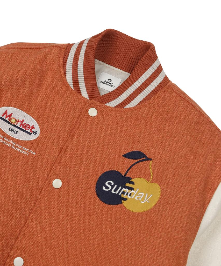 Sunday Fruit Market Golden Hour Varsity Jacket Orange