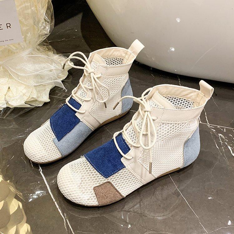 [Ushilai] 2025 French flat-bottomed small fragrant wind comfortable one-pedal sandals mesh breathable comfortable single shoes