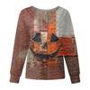 Women's Casual Fashion Long Sleeve Standing Collar Single Breasted Halloween Print Workwear Jacket Tops