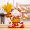 Ceramic Lucky Cat Maneki Neko Waving Hand Cat Battery Powered Fortune Statue Gift Accessories Kawaii Home Room Cat Decoration