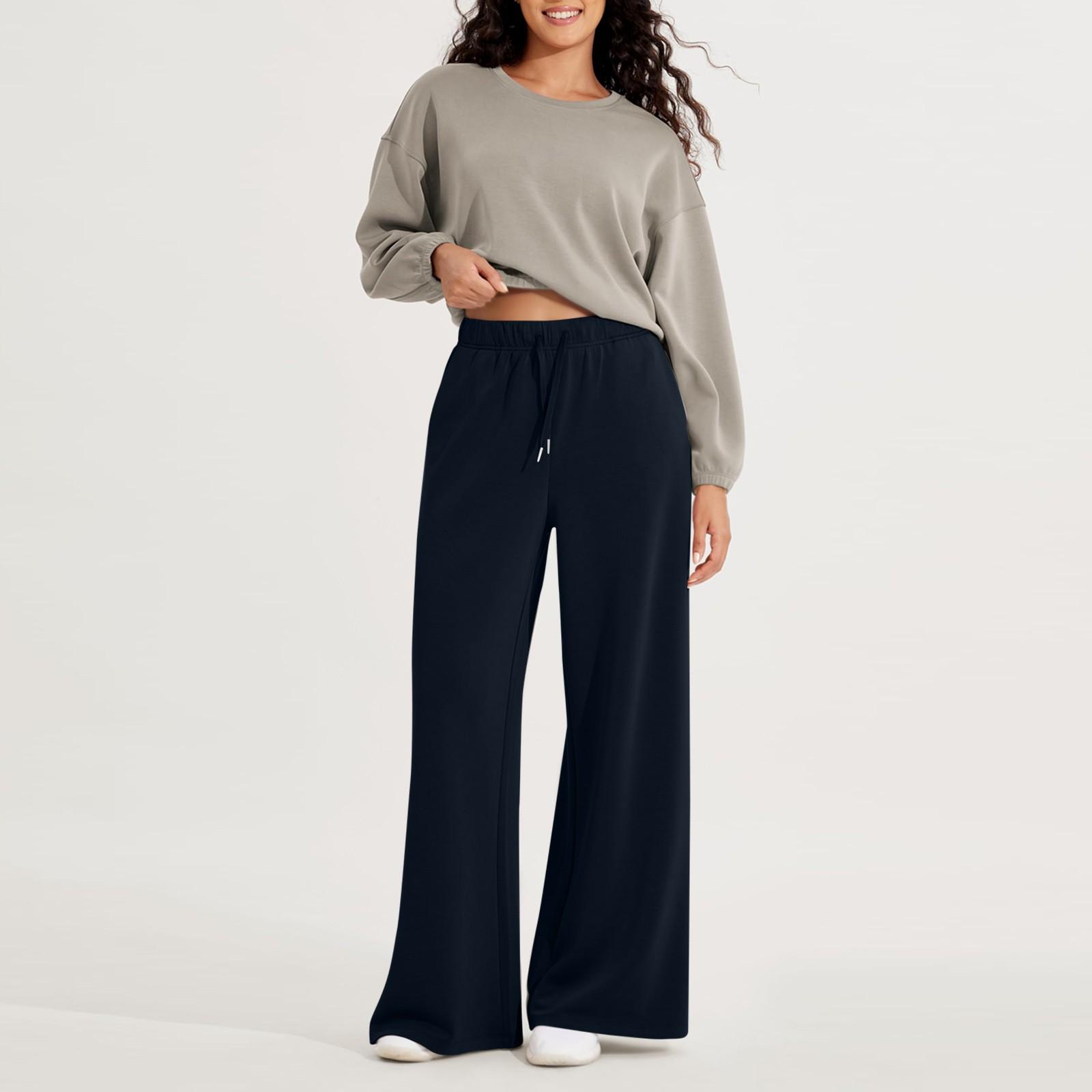 

Женские мягкие очень широкие брюки с карманами, завязывающиеся на шнурок, с высокой талией, повседневные брюки XL тёмно-синий