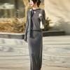 Frühlings- und Herbst-Wollstrickkleid Zweiteiliges Set Wolltaillenkleid Kleines Duftendes Strickkleid Set Rock