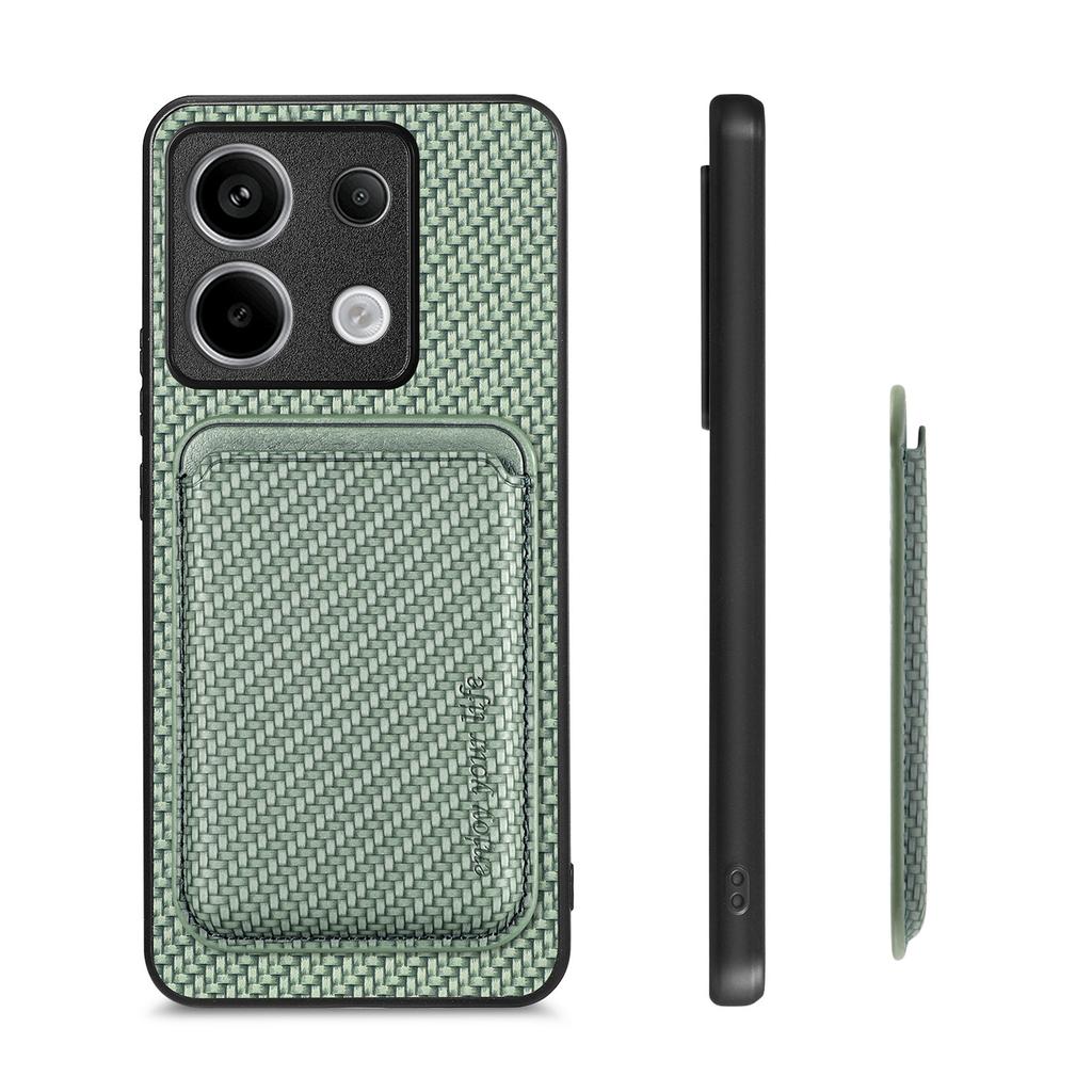 For Xiaomi Redmi Note 13 Pro 5G/Poco X6 5G Case Detachable Magnetic Card Slot Carbon Fiber Texture PU+TPU Phone Cover