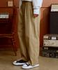 DTHIRTYONE Side Zip Pleated Cotton Pants (Camel Beige)