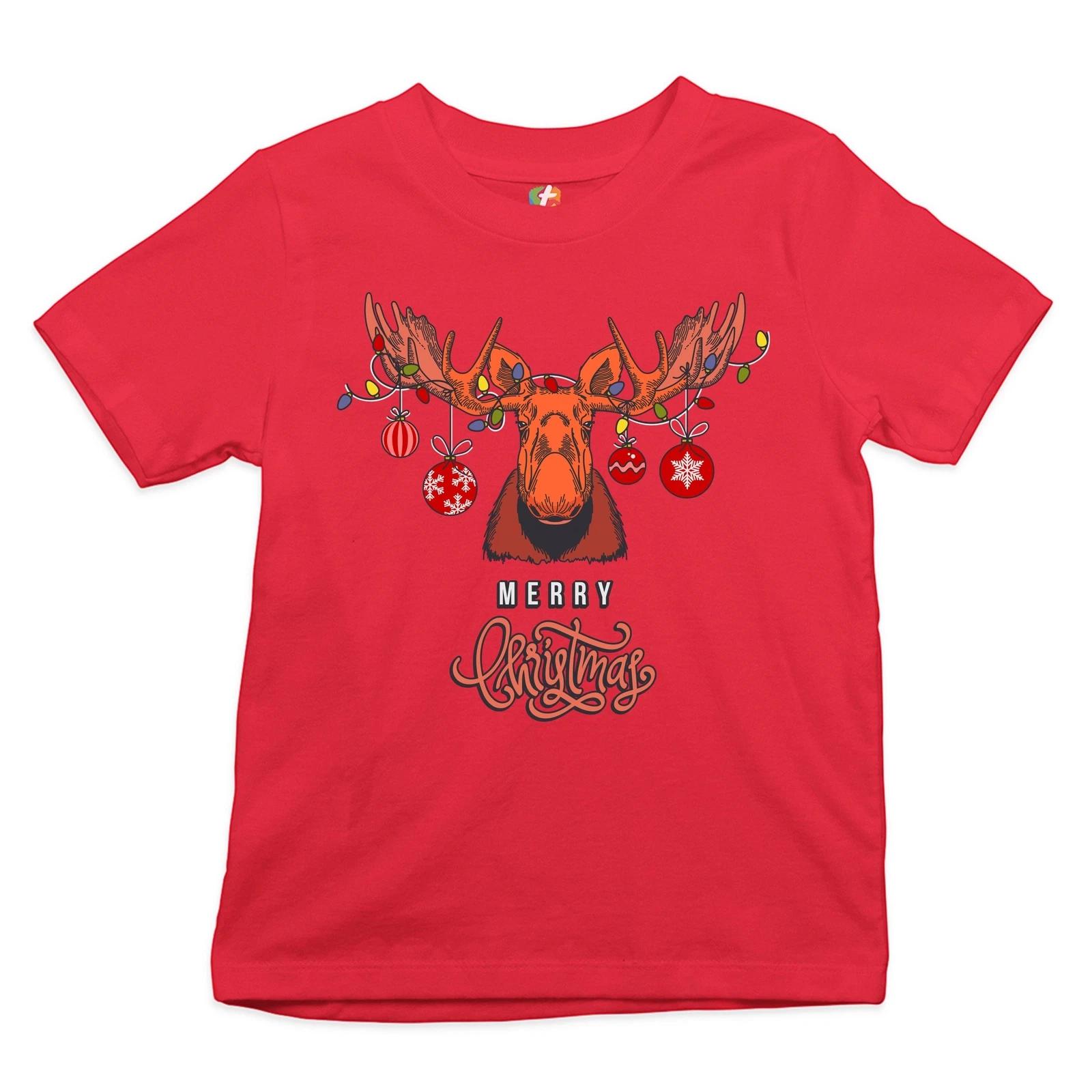 Merry Christmas Buck Youth kids boys T-Shirt Reindeer Rudolph Holiday Spirit Kids 110
