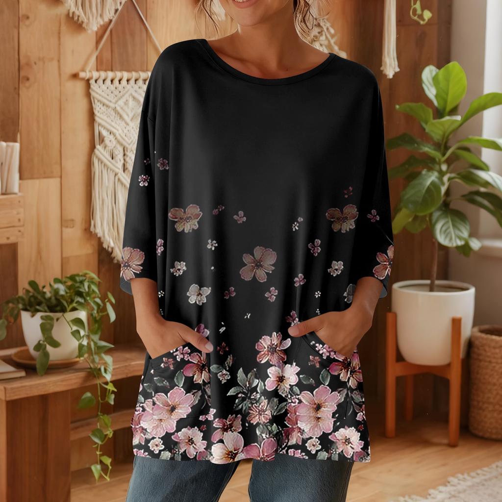 Damen 3/4-Ärmel Shirts Grafik-T-Shirts Shirts Lässige Basic-Tops Pullover