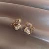 Temperament Rhinestone Imitation Pearl Cat Stud Earrings For Women Men Elegant Lovely Animal Kitten Earrings Fashion Jewelry
