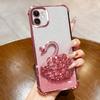 KEYSION Shockproof Plating Phone Case for iPhone 11 12 Pro Max Clear TPU Glitter Jewelled Swan kickstand Back Cover for iPhone 11