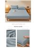 Pure Cotton Weave Washed Fitted Sheet - Solid Stripe Mattress Protector
