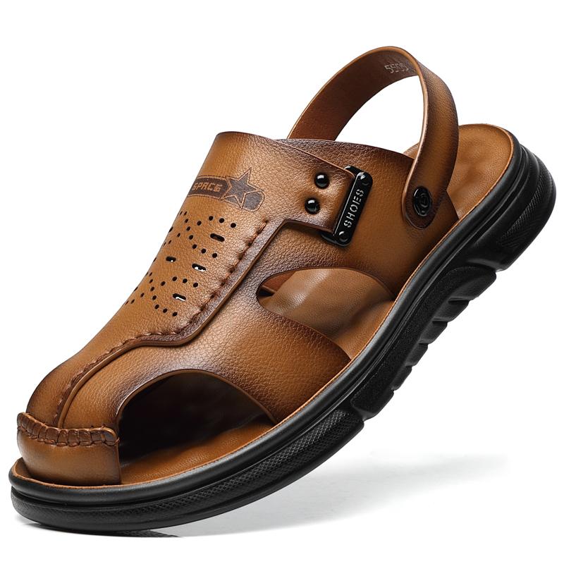 

Новая пляжная обувь для вождения, мужская мягкая подошва с латексной подкладкой, обувь для папы среднего возраста, нескользящие дышащие сандалии на лето 43