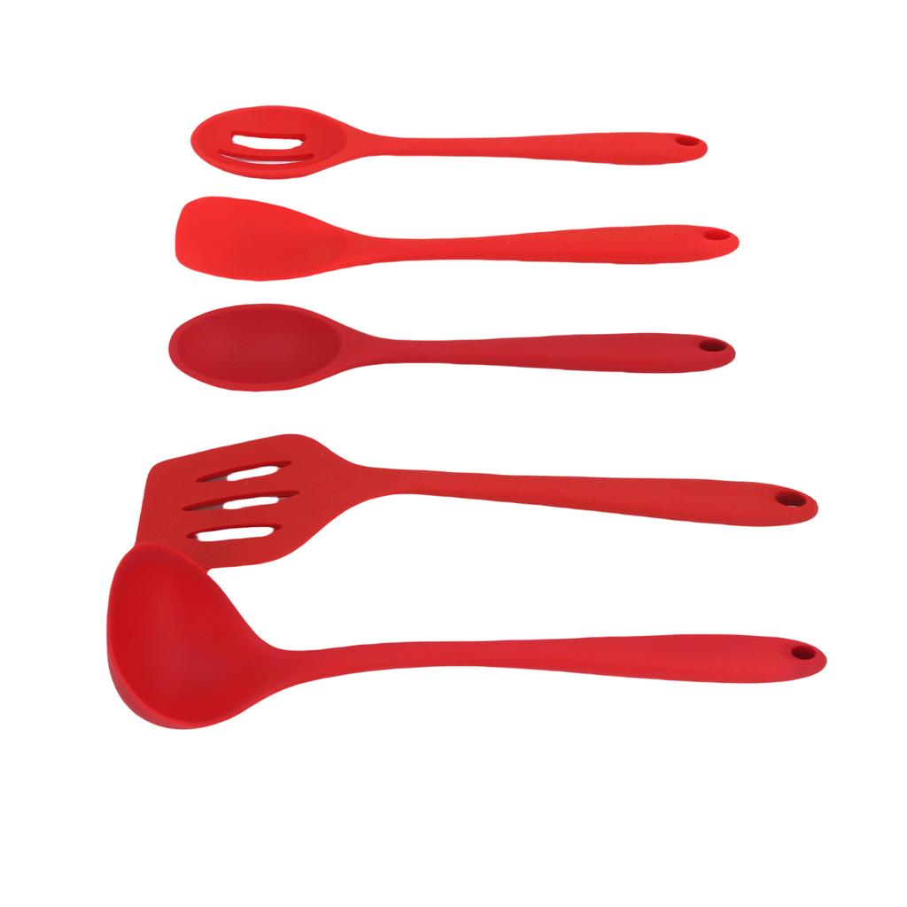 5pcs Set Silicone NOn Stick Heat Resistant Spatula Spoon Soup Ladle Baking Cooking Utensils
