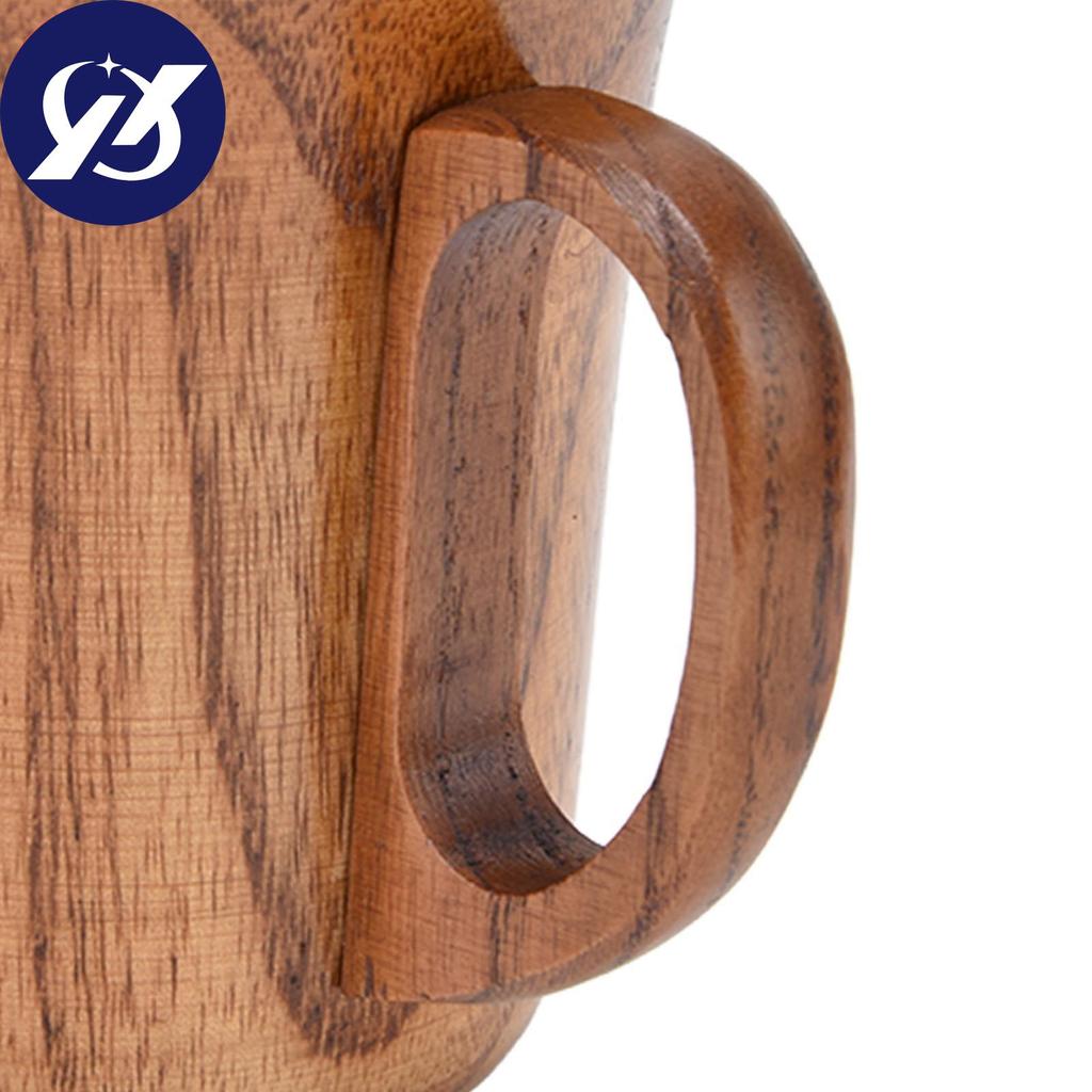 280ml Wooden Mug Cup with Handle Jujube Wood for Office Tea Coffee Water Wine Wsky