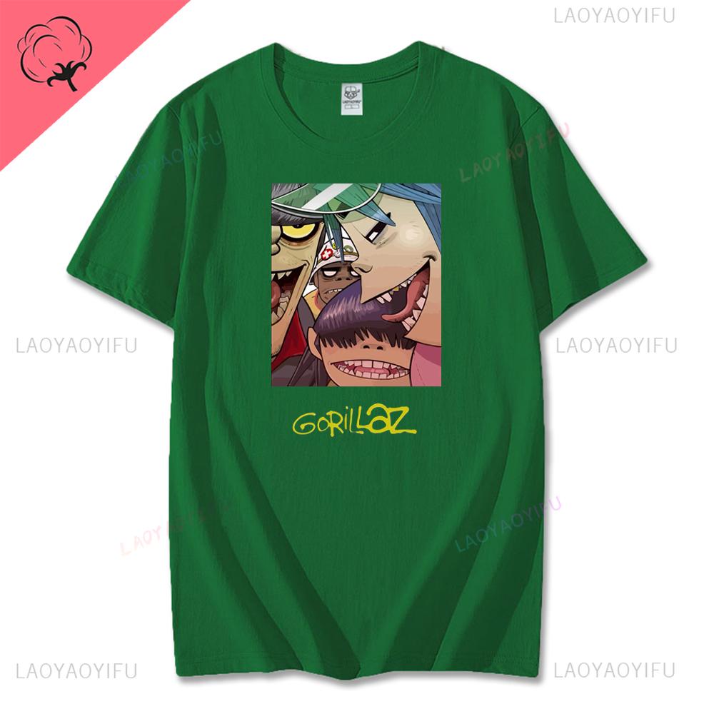 Vintage Music Band Gorillaz PUNK ROCK Printed T Shirt Men Women Summer 90s Oneck Cotton Short Sleeve Tshirts Y2K Clothing Tee