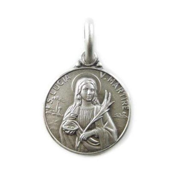 Saint Lucy Medal Pendant, Sterling Silver 925, 14mm, Made in Italy, Saint Coin
