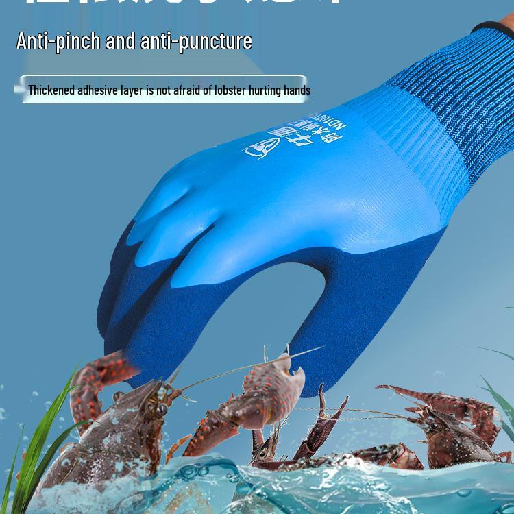 Anti-Slip Waterproof Gloves for Seafood Handling: Protects Against Crayfish, Shrimp, Crab, Fish Bites & Pricks