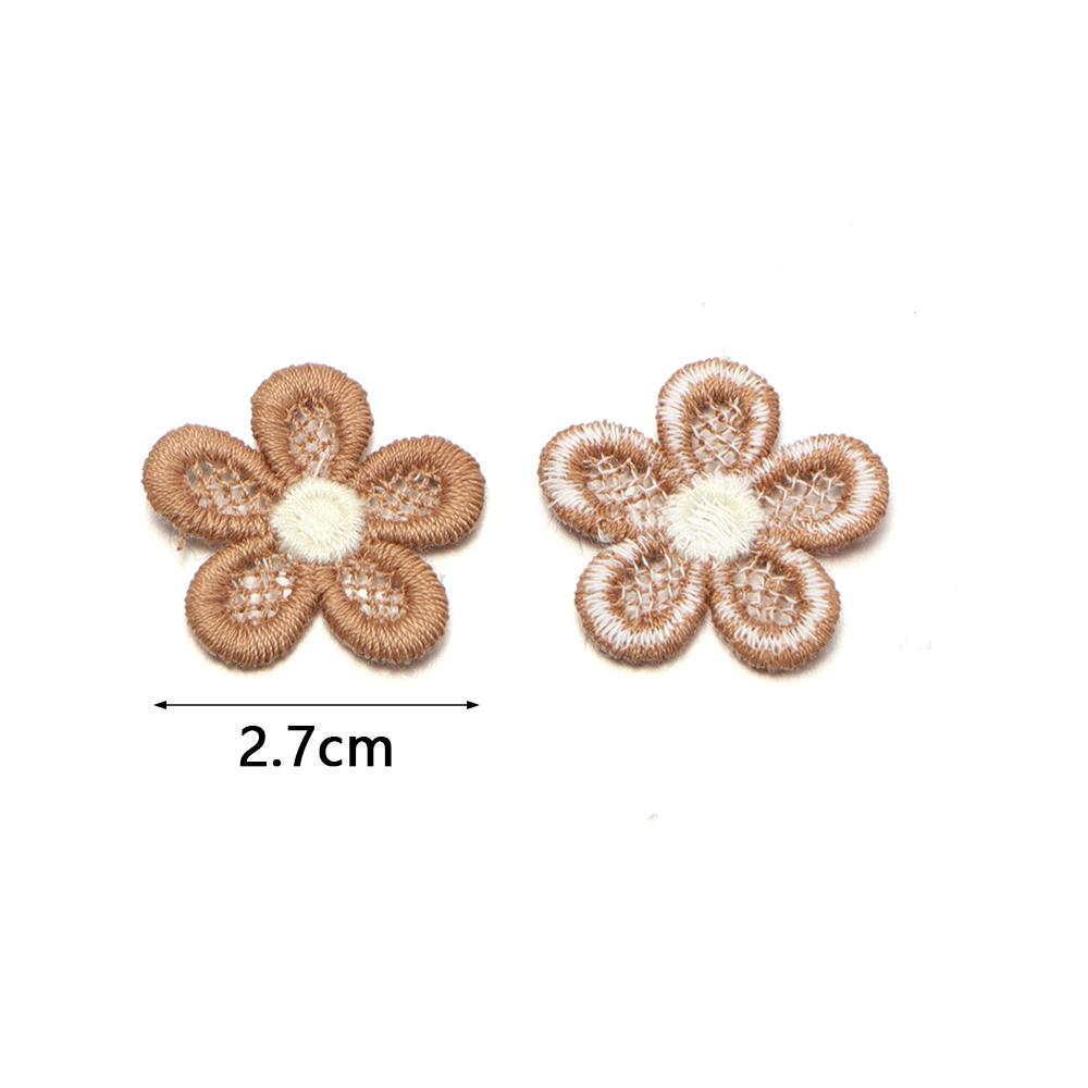 20pcs/lot Double Color Flower Mesh Embroidery Patches Applique For Girls Clothing Dress Headwear Hair Clips Decor Accessories