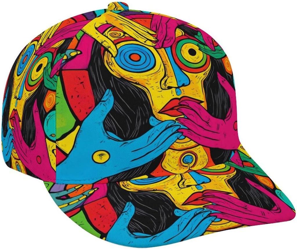 Vibrant Psychedelic Monster Soft Baseball Cap Quick Dry Summer Trucker Cap Sun Hat Mens Running Fishing