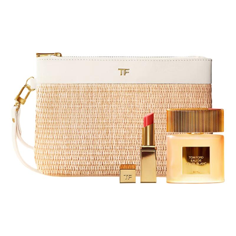 Tom Ford Eau de Soleil Blanc Eau de Toilette With Lipstick Set 30ml Perfume+Lipstick #04 2.8g+Makeup Bag