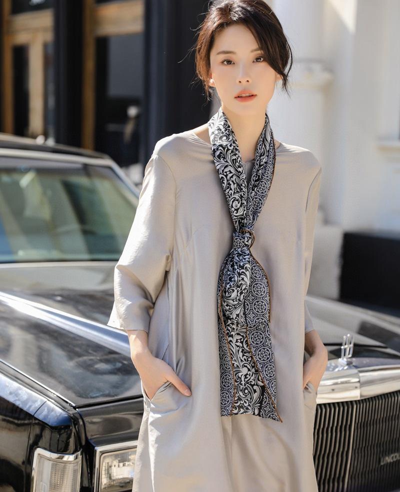 Cashew Flower Series Silk Double Crepe Long Scarf Silk Scarf Women'S Spring And Autumn Versatile Mulberry Silk Scarf Manufacturer