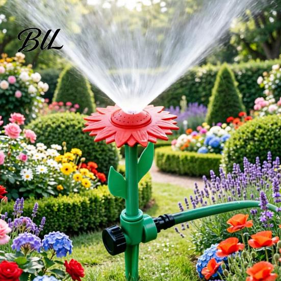 High-quality Plastic Sprinkler Sunflower Lawn Garden Hose with Spike Base Adjustable Nozzle Fun Pet Water Toy for Large Area Coverage Irrigation Patio