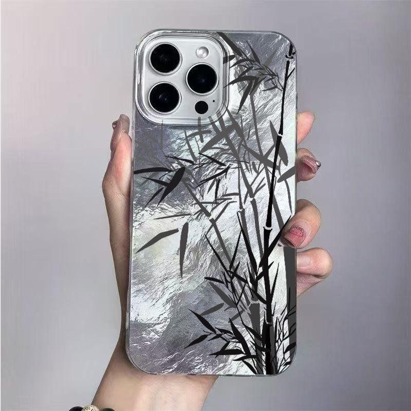 Bamboo Ink Design Phone Case for iPhone 17, 16 Pro, 15, 14 Pro Max, 13 - European & American Style