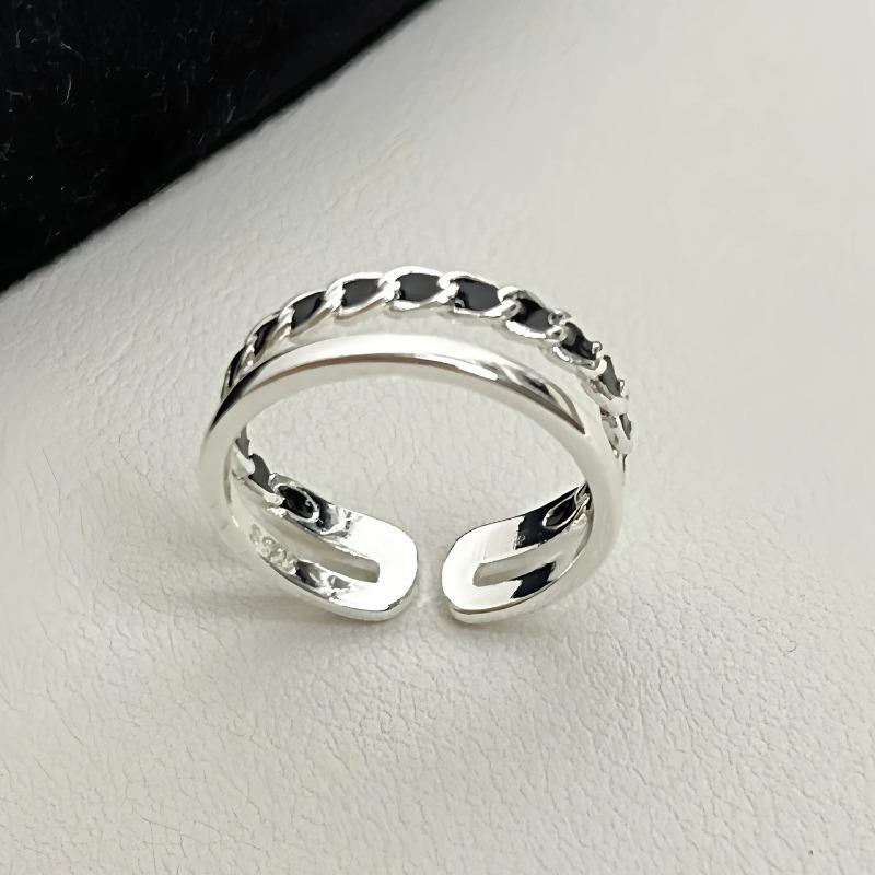 Sam Panda 925 Silver Rings For Women Men Fine Jewelry Finger Adjustable Open Vintage Chain Ring For Party Birthday Gift