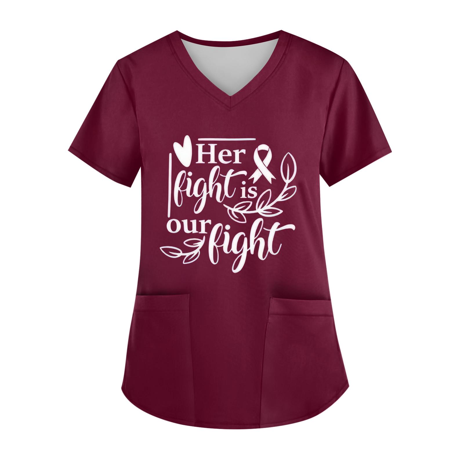 

Женский топ с V-образным вырезом, короткими рукавами, карманом и боковым разрезом XL винный