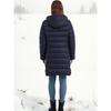 Women Autumn Winter Hooded Padded Warm Solid Color Medium Long Cotton Coat