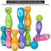 Cartoon bowling set with 10 pins & 2 balls, fade-proof printed patterns, gift box packed as holiday presents
