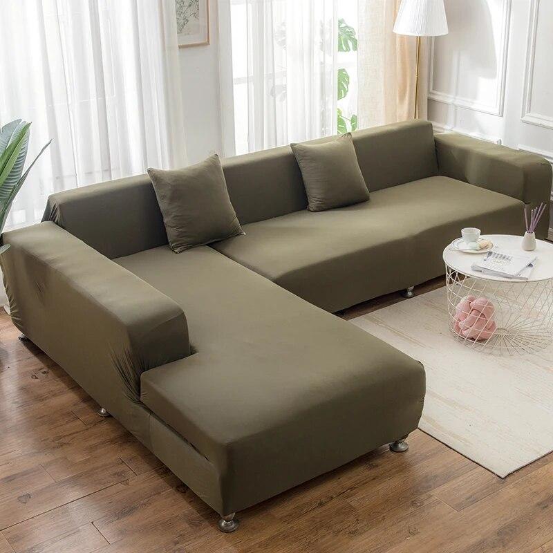 1 шт., однотонные чехлы для дивана для гостиной, эластичные L-образные угловые чехлы для диванов, чехлы для стульев, защита для мебели, домашний декор