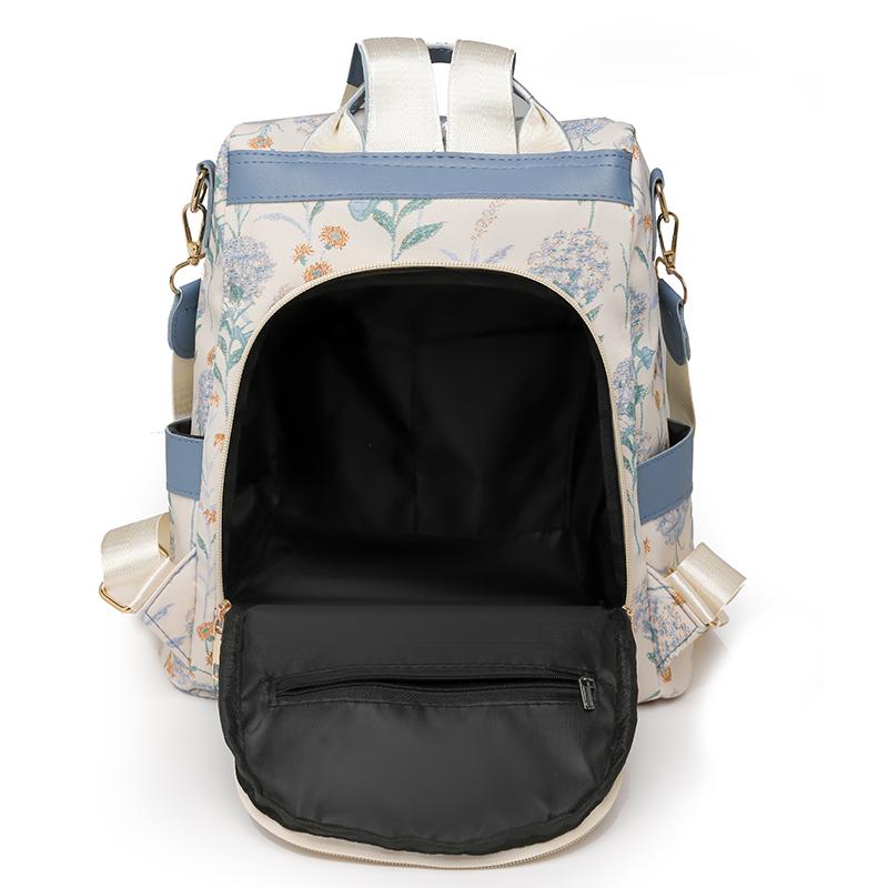 Fashion Color Blocking PU Leather Backpacks Multi Function Anti Theft Design Women's Backpack Large Capacity Leisure Travel Bags