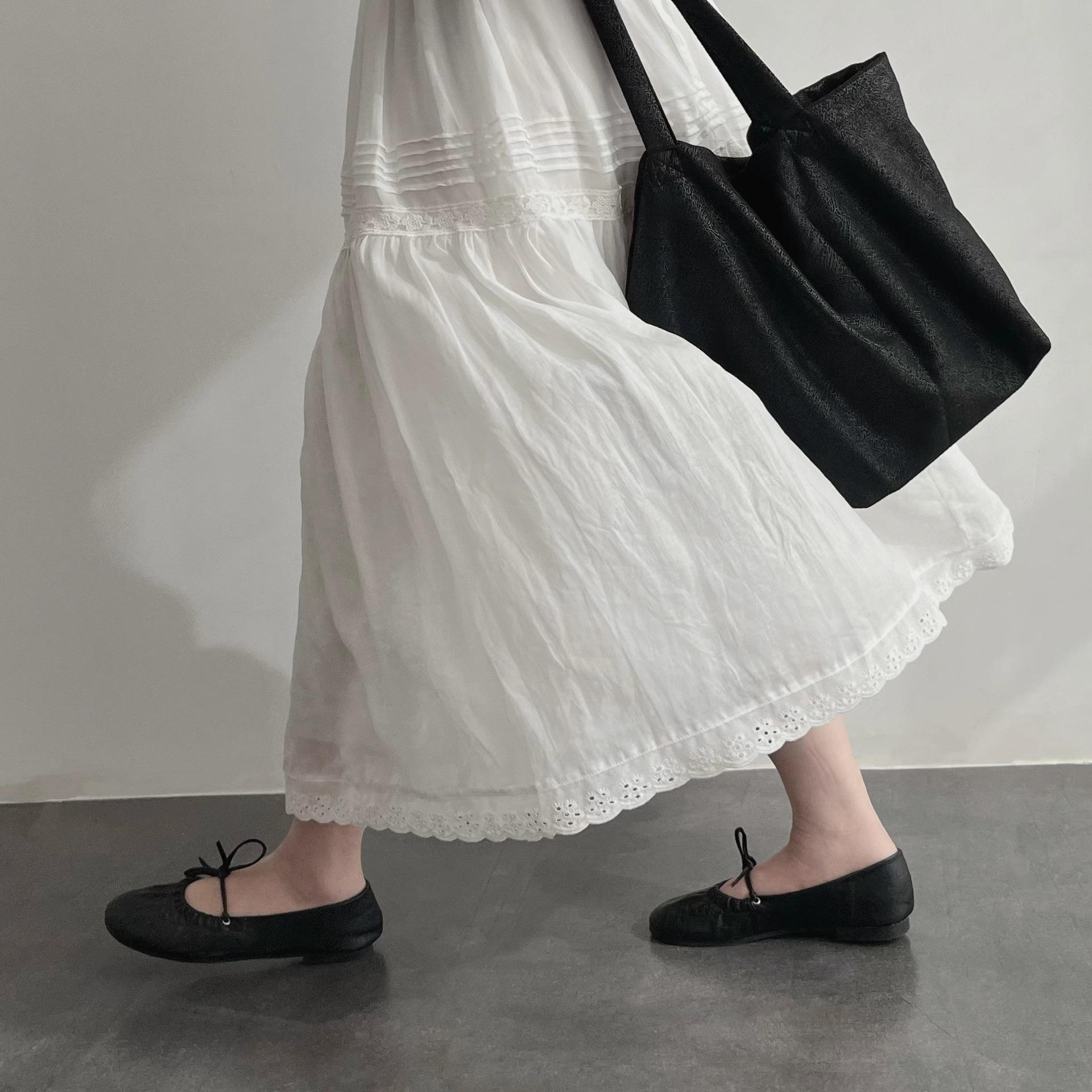 

2025 Summer Handmade Natural Ramie A-Line Midi Skirt in White with High-Count Yeast-Wash L білий