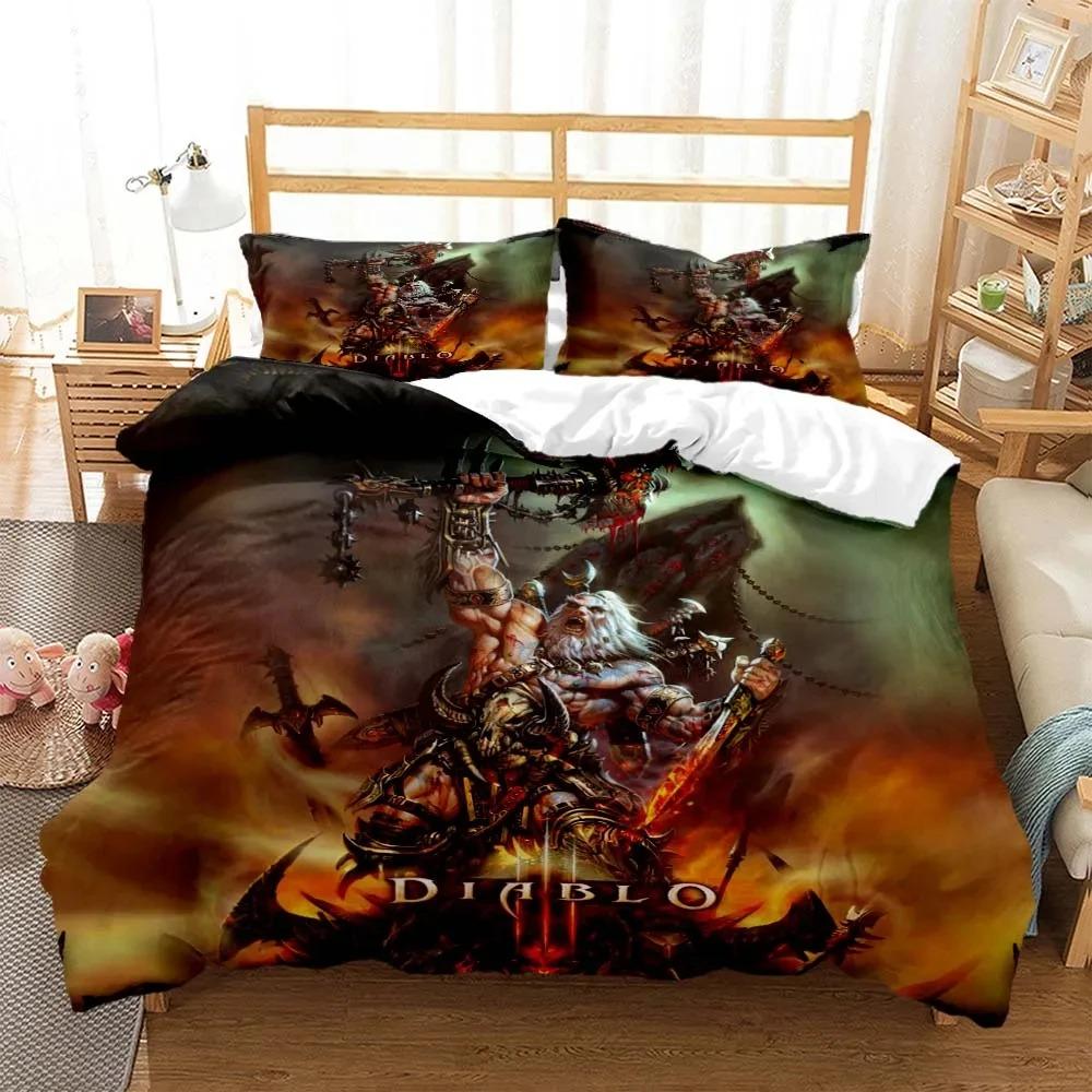 

Комплект постельного белья Game Diablo для мальчиков и девочек, двуспальный, пододеяльник, наволочка, детская, взрослая, мода, домашний текстиль AU Queen 210x210cm