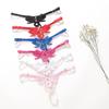 Adjustable Large Size Sexy Panties Women Embroidered Pearl Open Crotch Seduction Thong T-pants Underwear Women