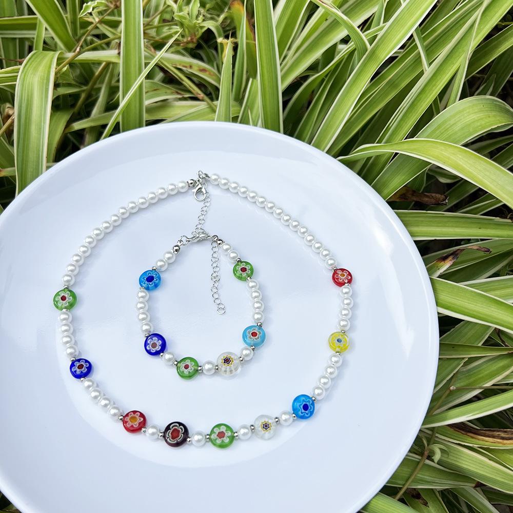 Pearl Glaze Floral DIY Jewelry Set: Earrings, Necklace & Bracelet