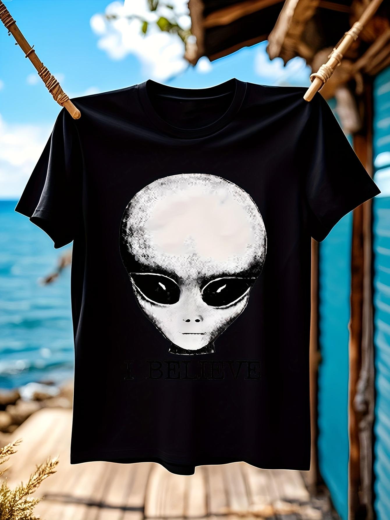 I Believe 910 Retro Alien Face Graphic Tshirt Graphic Tsh... XL