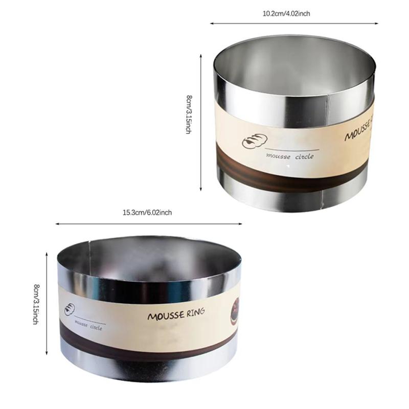 Mousse Ring stainless steel round cake mould Mousse ring thickened and raised 8CM Cake ring 4/6 "baking tools