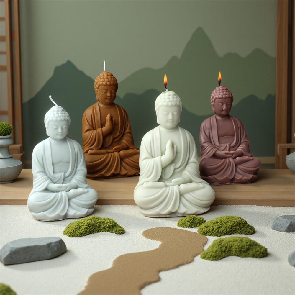 Molde de Silicona de Buda de Gran Tamaño Moldes para Cera de Velas Molde de Resina Yeso Hormigón Molde Decoraciones para el Hogar Jardín Molde Artesanal