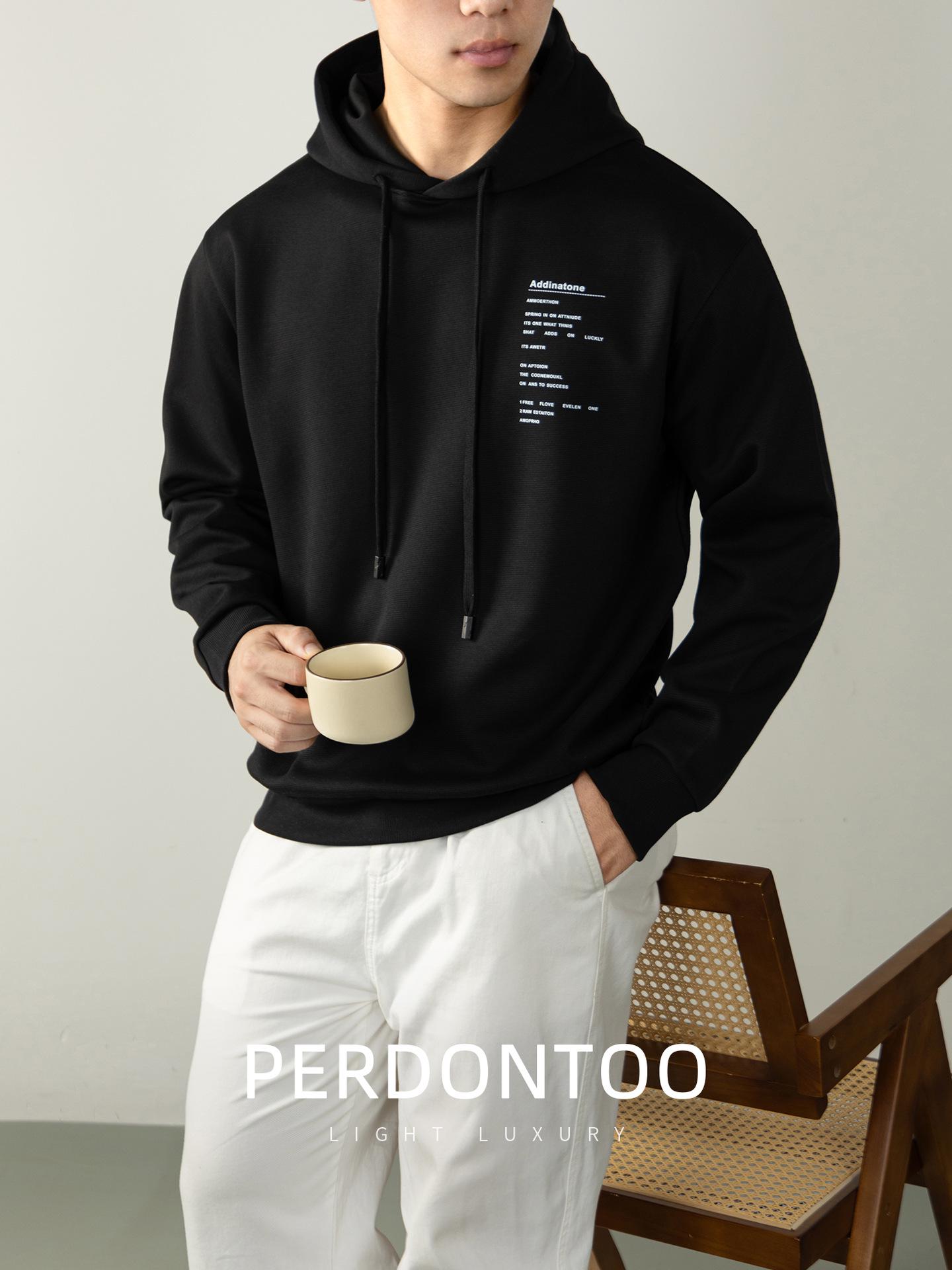 

Men s 2025 Autumn/Winter Japanese Style 360g Heavyweight Air Cotton Hooded Sweatshirt with 3D Letter Design Triple Extra Large чорний