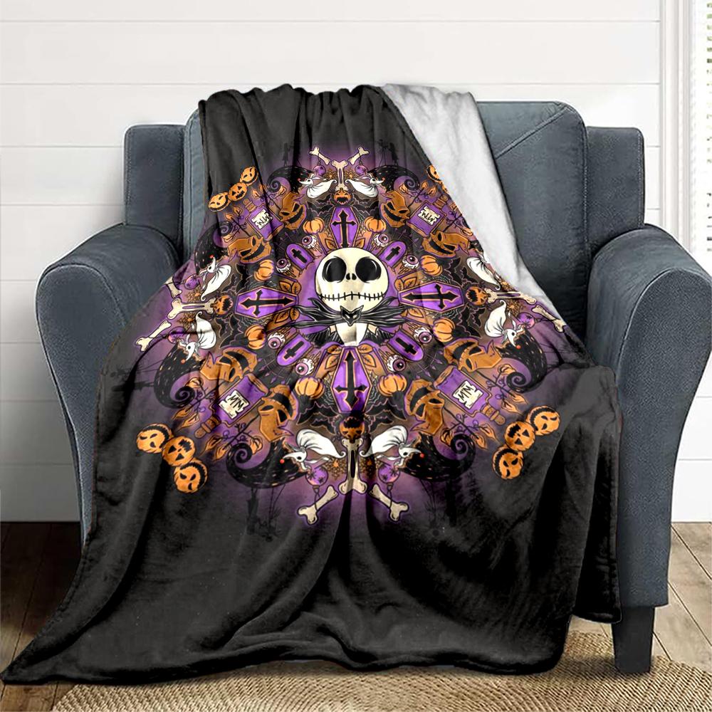 1Pc Halloween Jack Skellington Mandala Blanket Soft And Comfortable Casual Warm Camping Travel Christmas Halloween Xmas Gift M924517